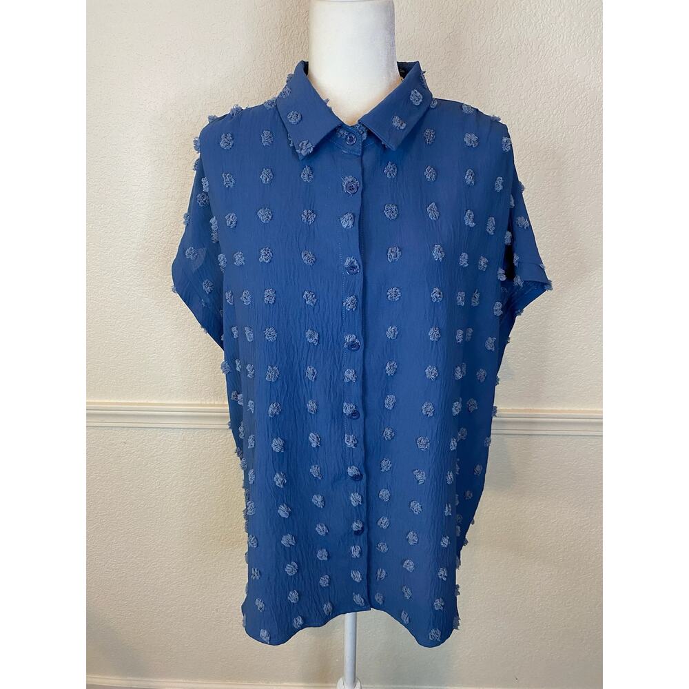 Bothendial sz xxl women blue button up top 0869